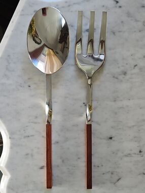 VILLEROY & BOCH "WAVE 1748" Large Serving Spoon and Fork Set  VINTAGE EUC